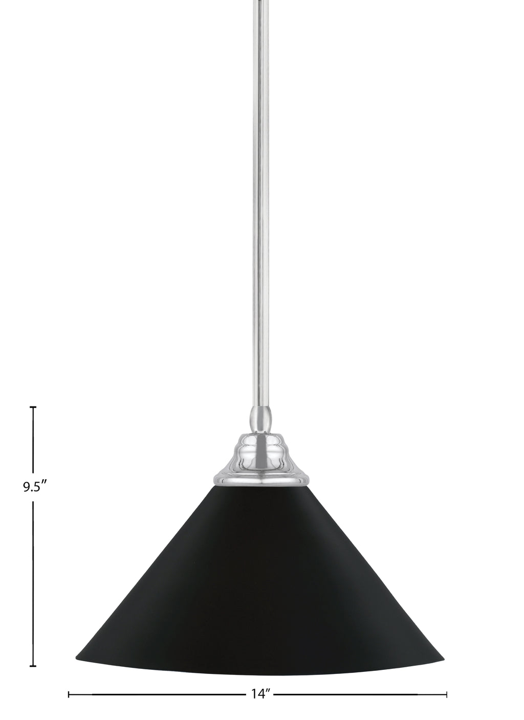 Any One Light Pendant in Chrome with Matte Black Cone Metal Shade Shade