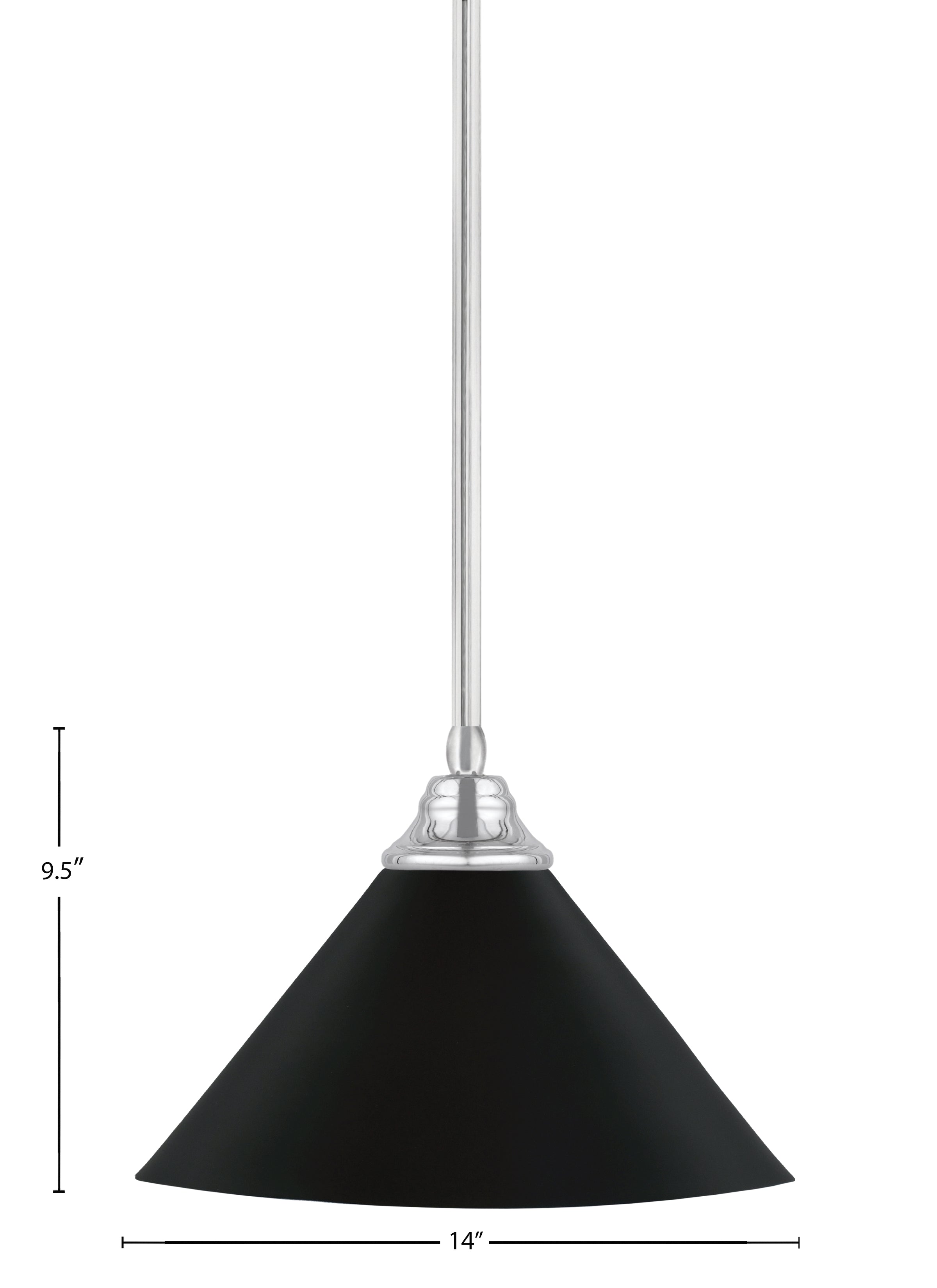 Any One Light Pendant in Chrome with Matte Black Cone Metal Shade Shade