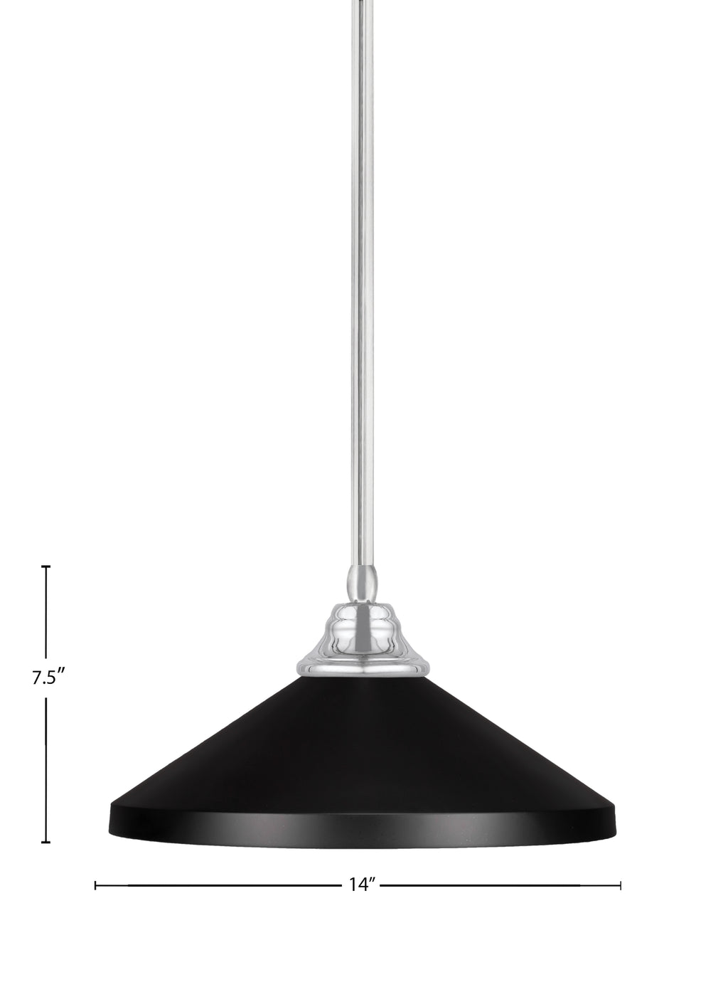 Any One Light Pendant in Chrome with Matte Black Cone Metal Shade Shade