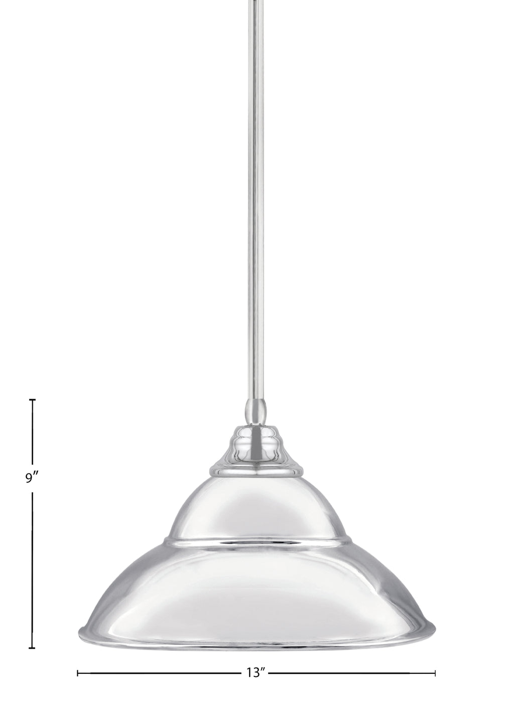 Any One Light Pendant in Chrome with Chrome Double Bubble Metal Shade Shade