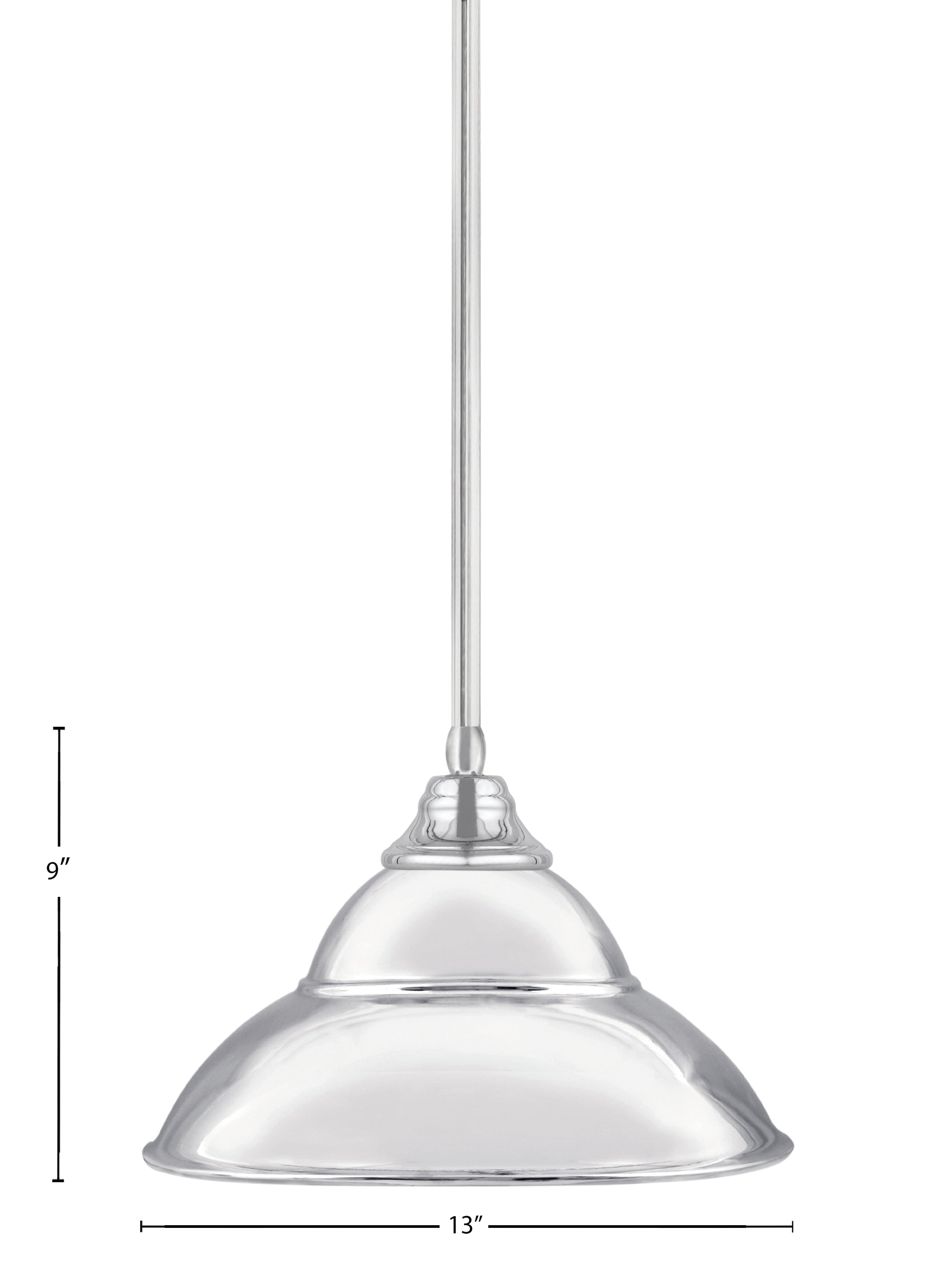 Any One Light Pendant in Chrome with Chrome Double Bubble Metal Shade Shade