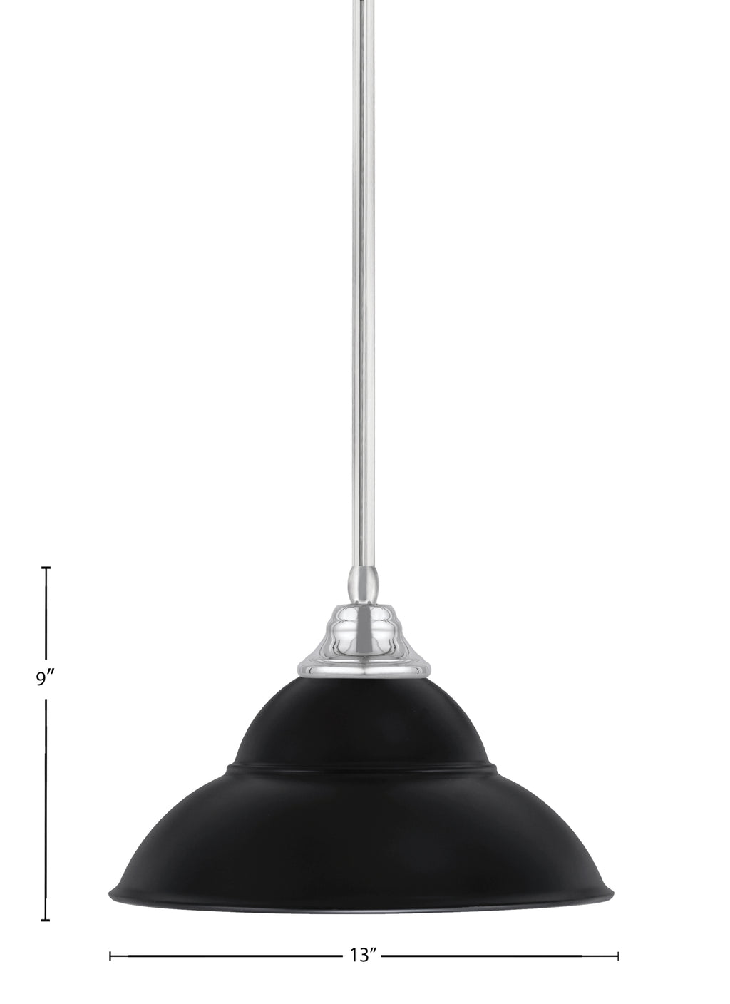 Any One Light Pendant in Chrome with Matte Black Double Bubble Metal Shade Shade