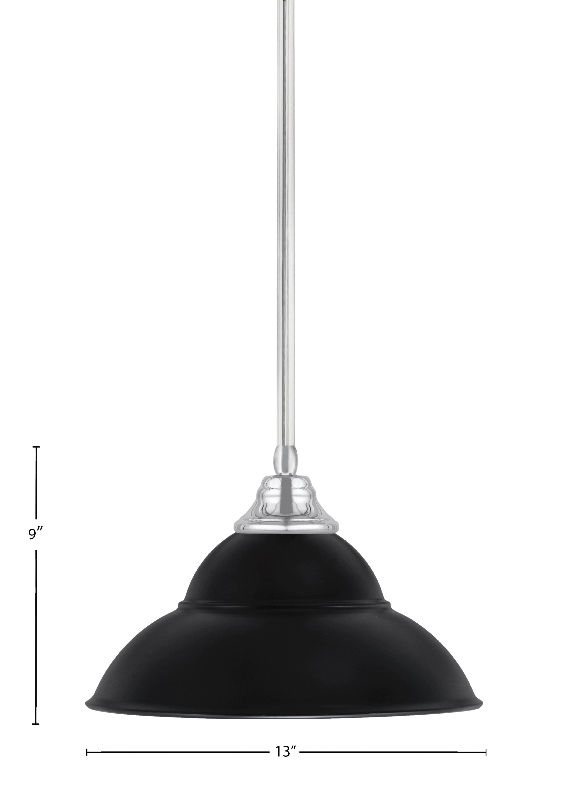 Any One Light Pendant in Chrome with Matte Black Double Bubble Metal Shade Shade