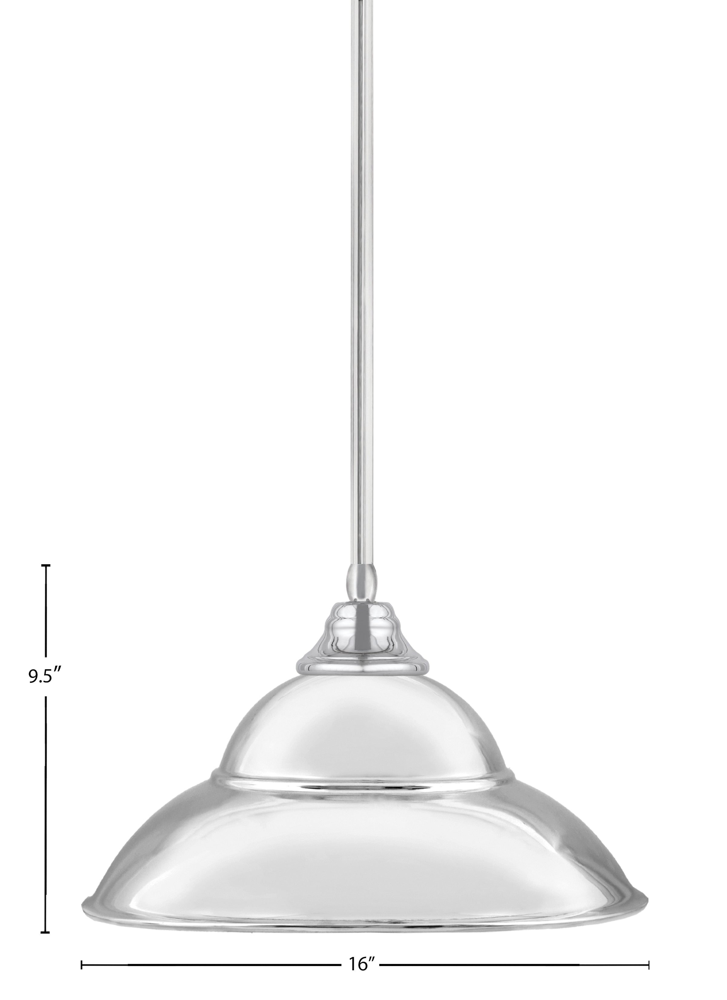 Any One Light Pendant in Chrome with Chrome Double Bubble Metal Shade Shade
