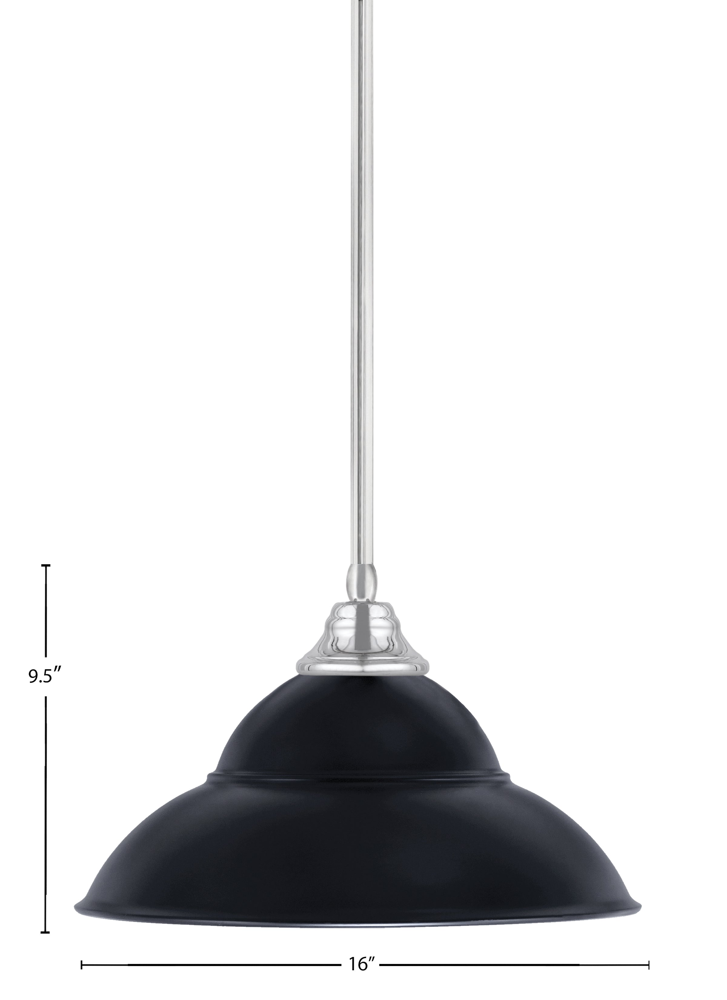 Any One Light Pendant in Chrome with Matte Black Double Bubble Metal Shade Shade