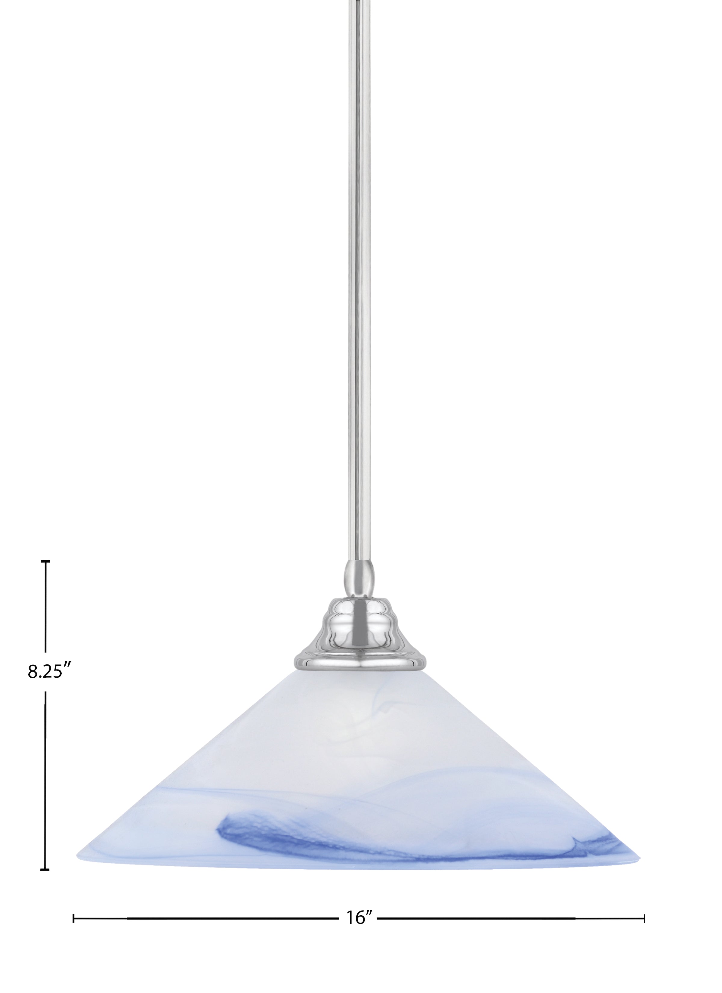 Any One Light Pendant in Chrome with Blue Swirl Shade