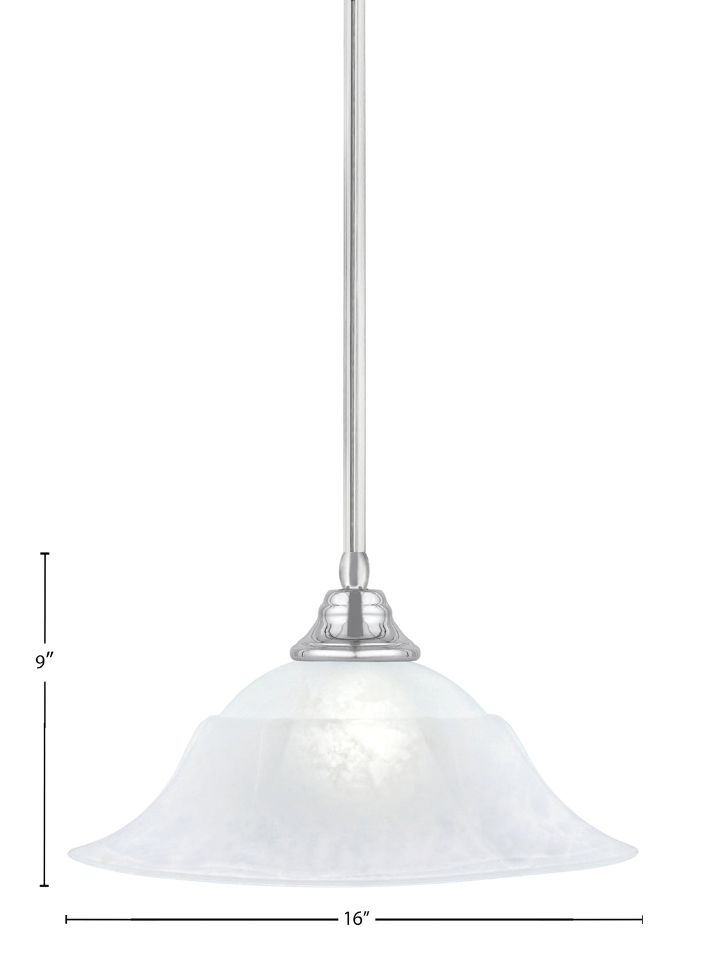 Any One Light Pendant in Chrome with 16" White Marble Shade