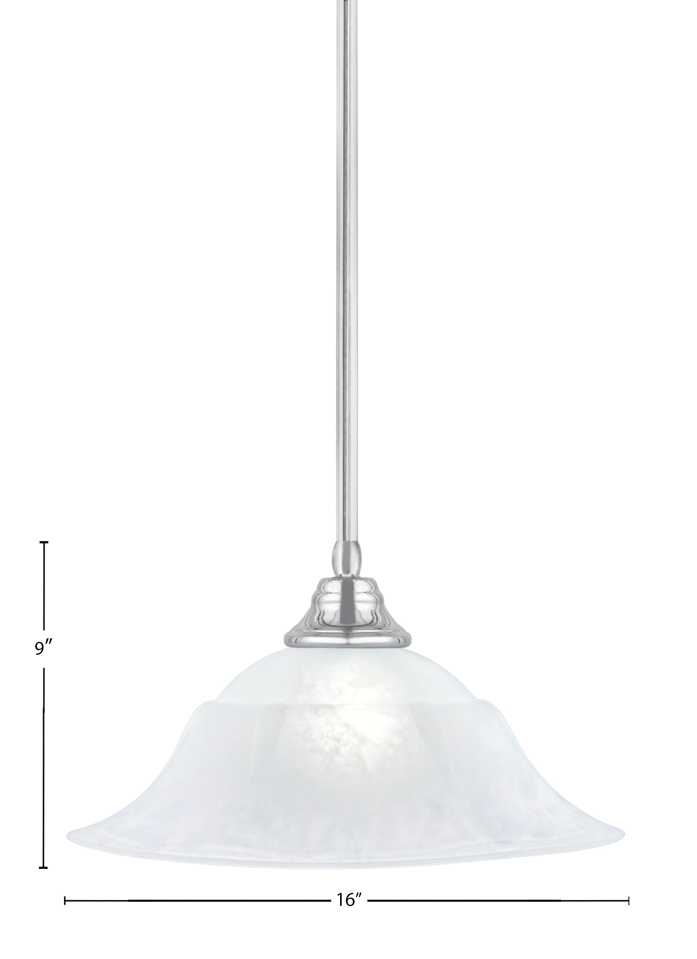 Any One Light Pendant in Chrome with 16" White Marble Shade