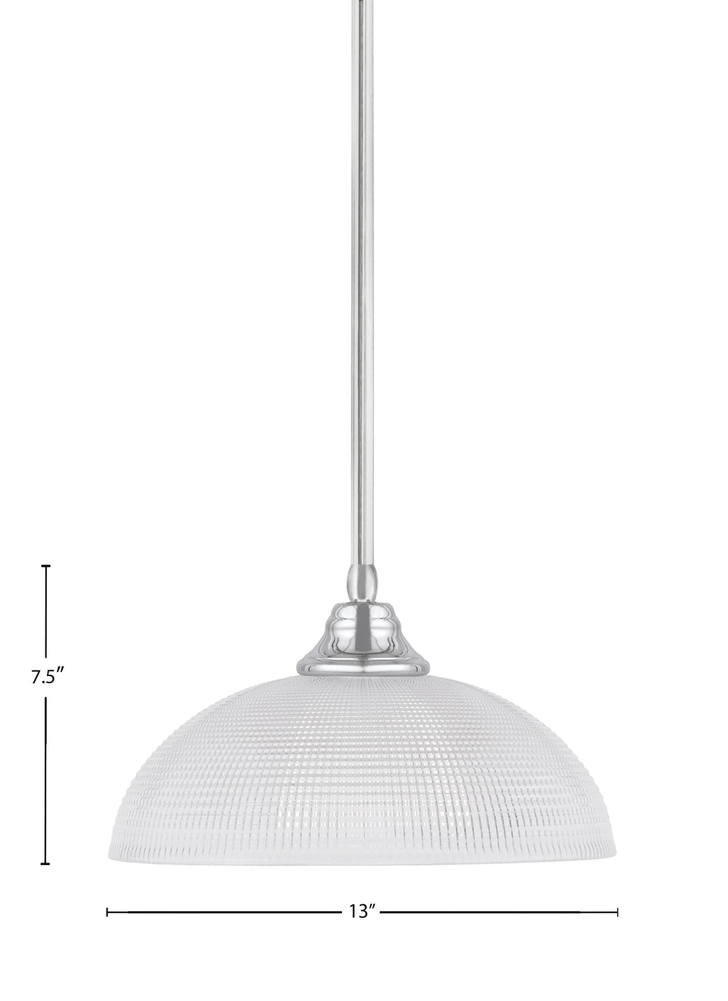 Any One Light Pendant in Chrome with Clear Ribbed Shade