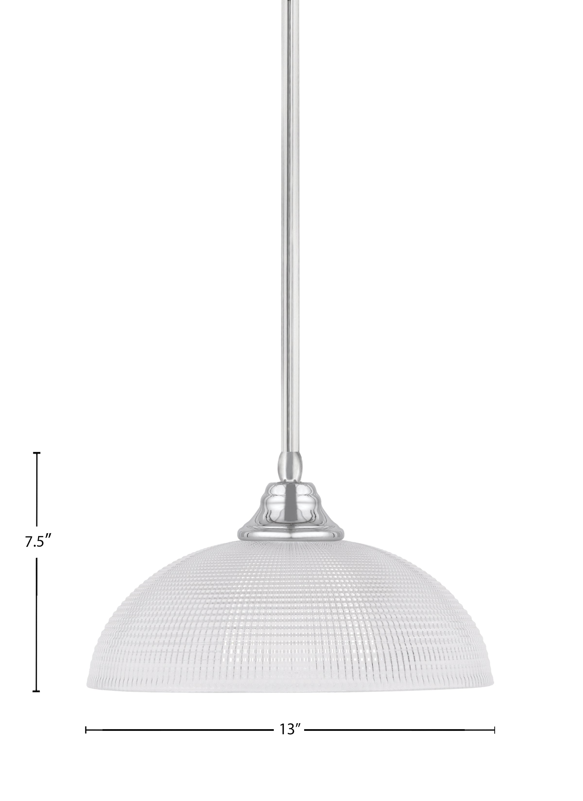 Any One Light Pendant in Chrome with Clear Ribbed Shade