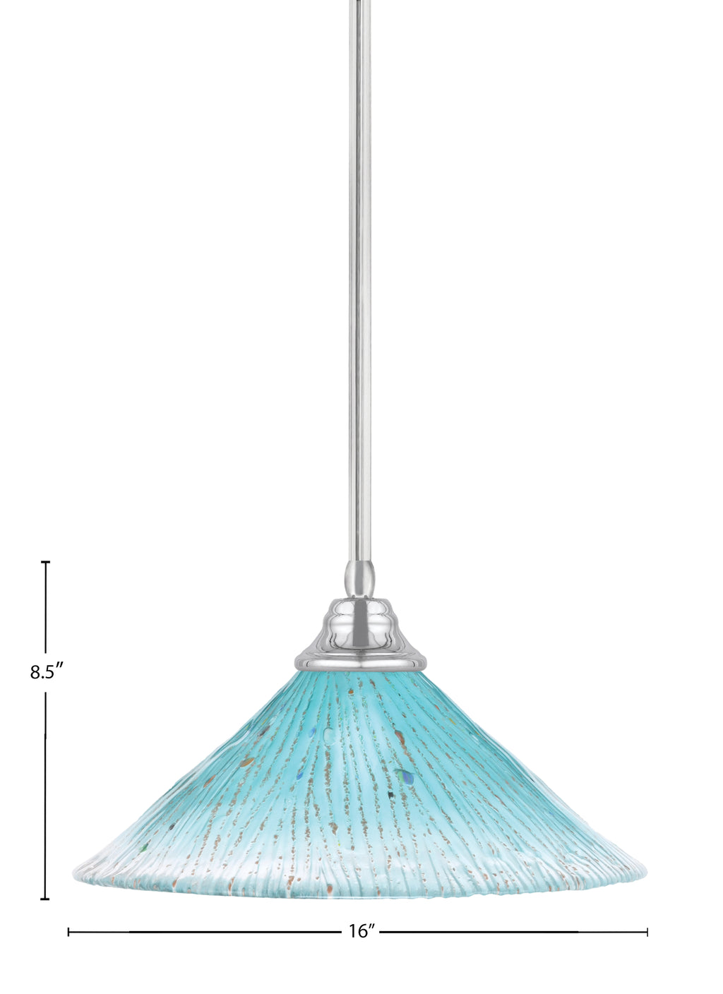 Any One Light Pendant in Chrome with 16" Teal Crystal Shade