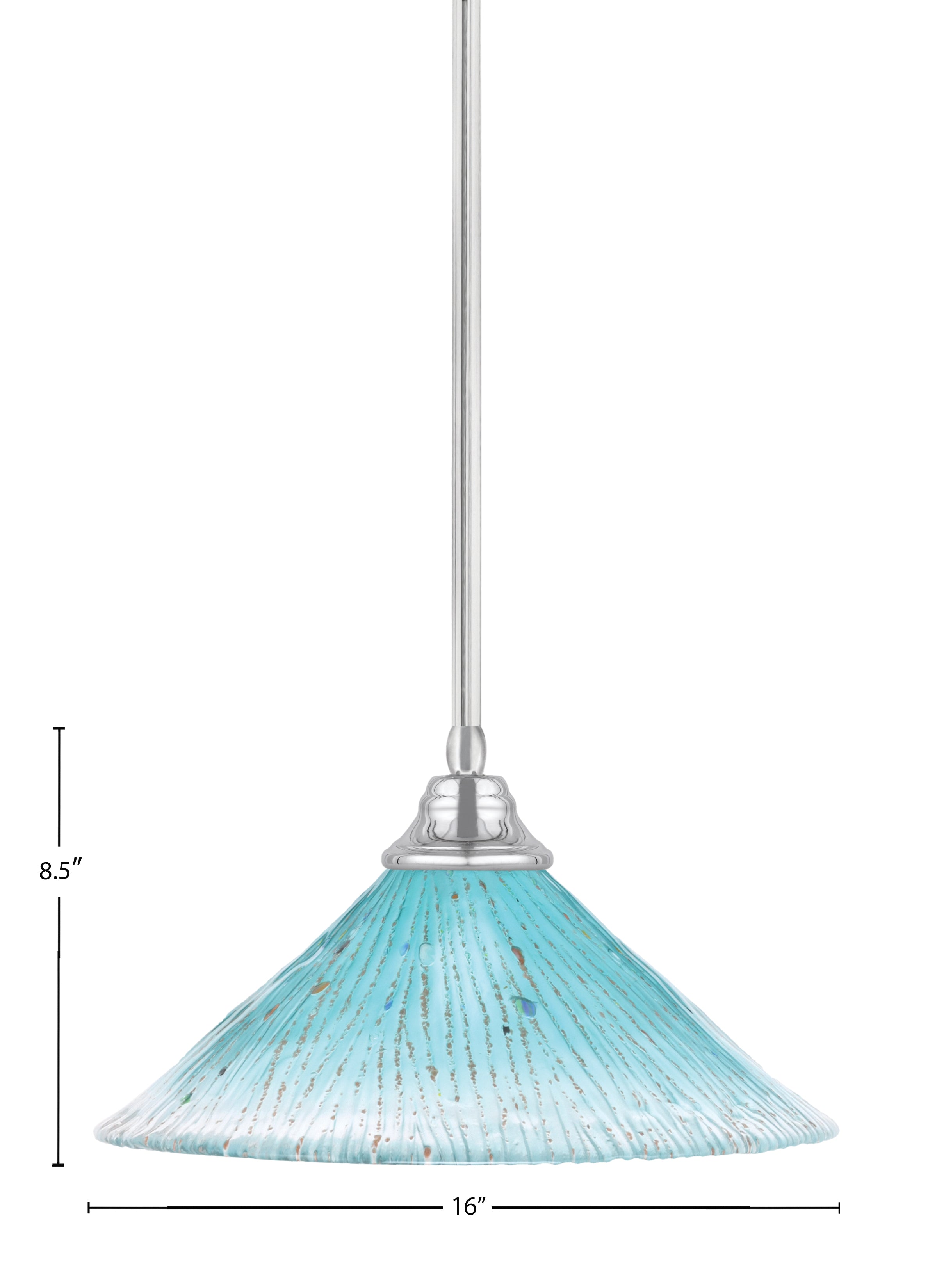 Any One Light Pendant in Chrome with 16" Teal Crystal Shade