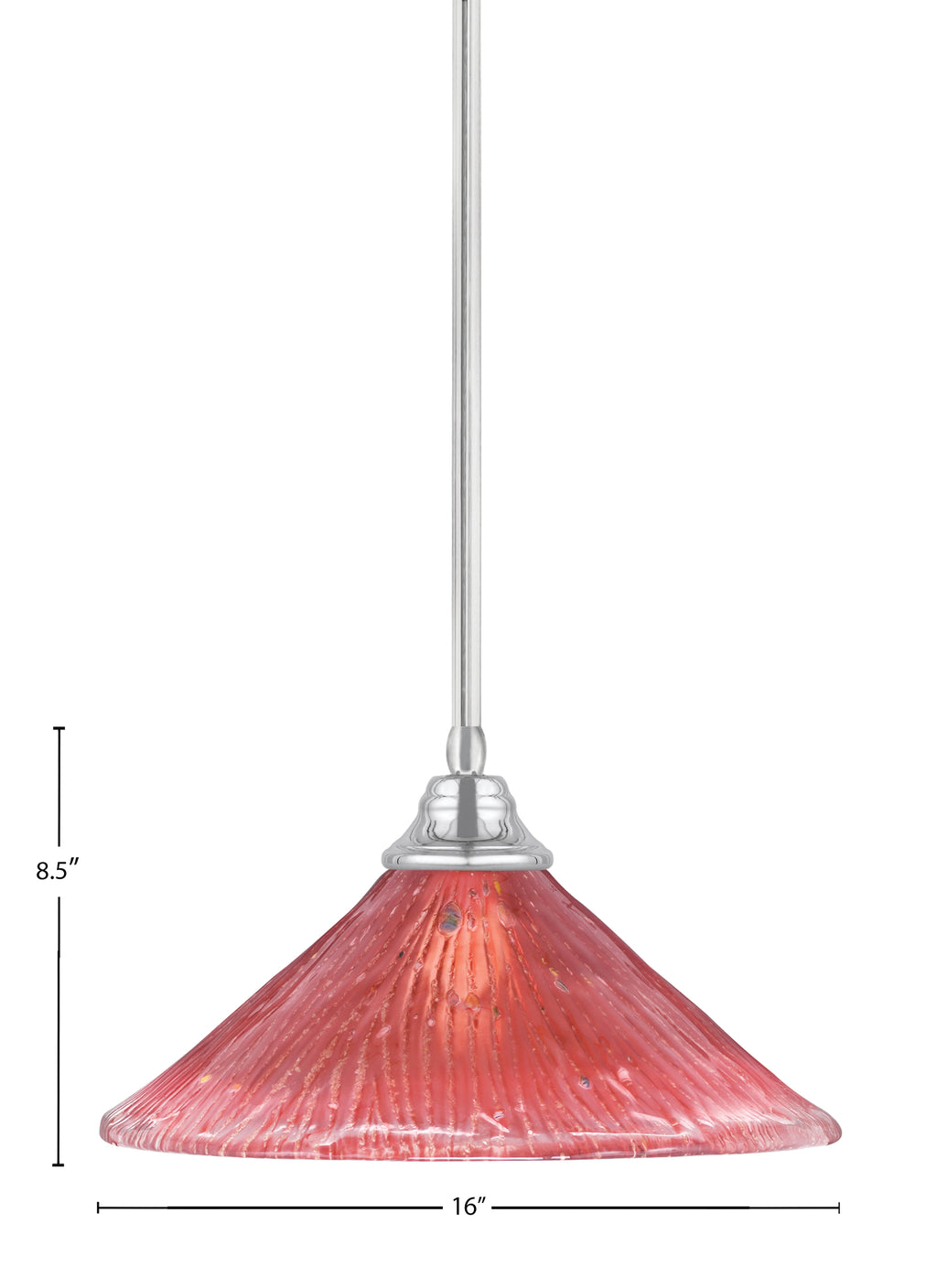 Any One Light Pendant in Chrome with 16" Raspberry Crystal Shade