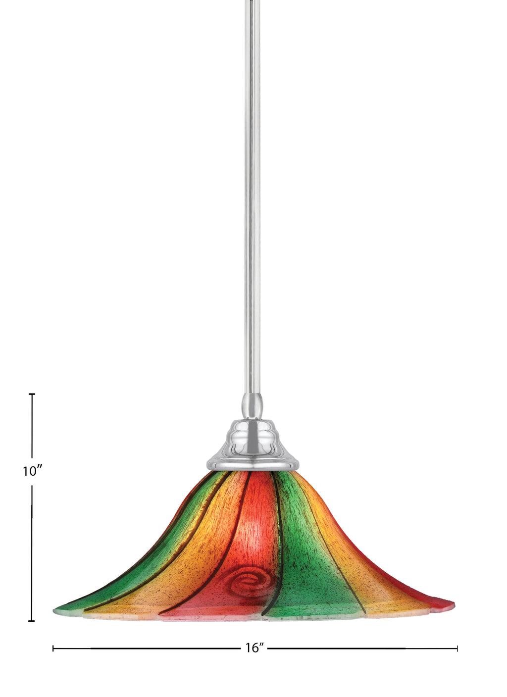 Any One Light Pendant in Chrome with 16" Mardi Gras Shade