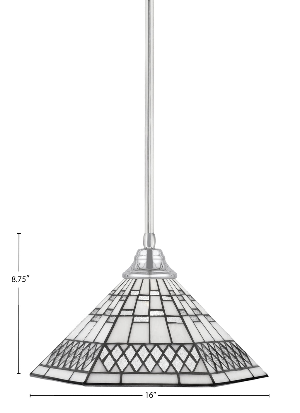 Any One Light Pendant in Chrome with 16" Pewter Art Glass Shade
