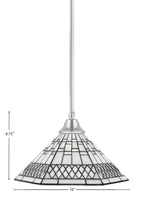Any One Light Pendant in Chrome with 16" Pewter Art Glass Shade