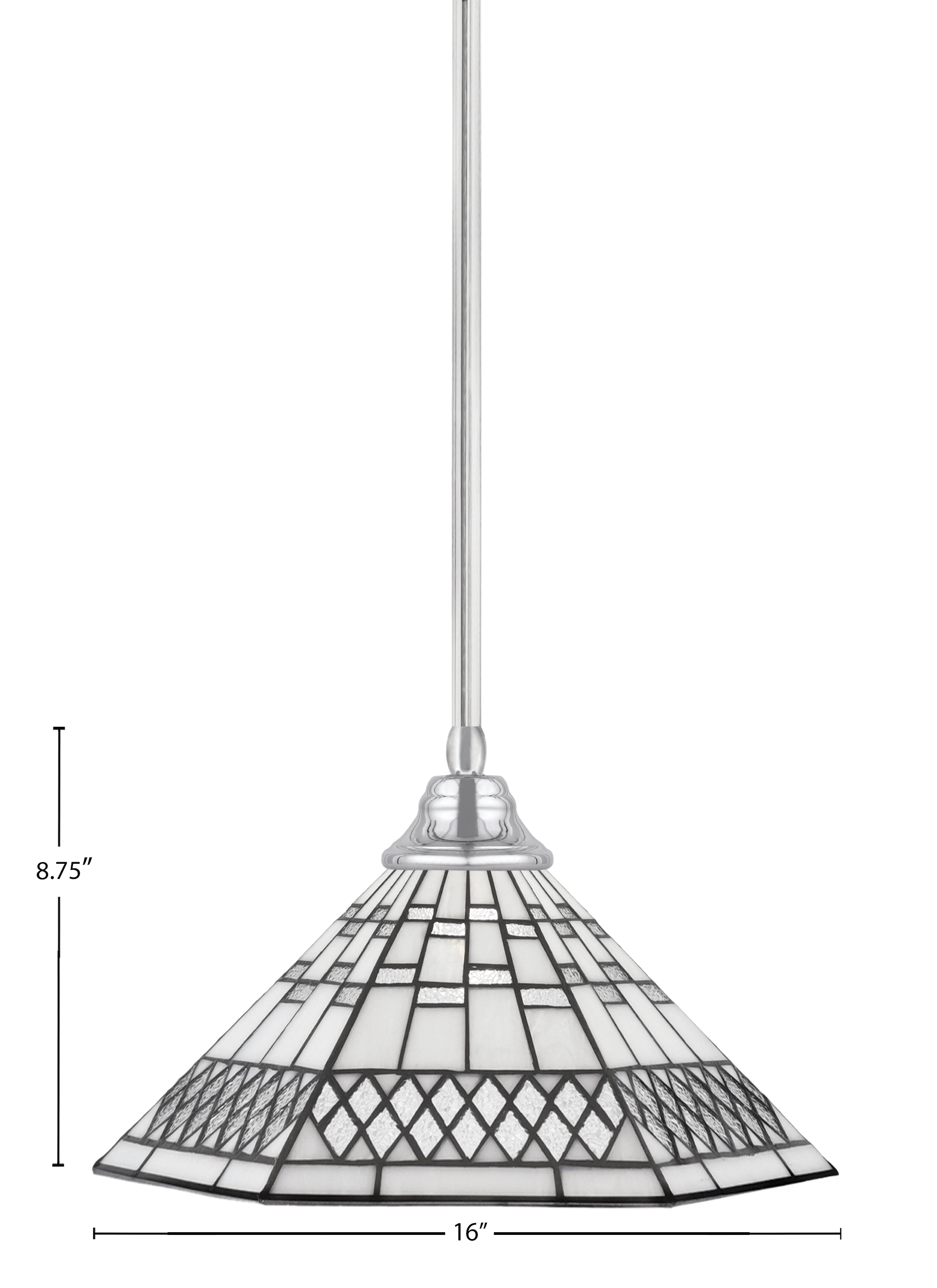 Any One Light Pendant in Chrome with 16" Pewter Art Glass Shade