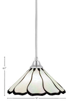 Any One Light Pendant in Chrome with 16" Pearl & Black Flair Art Glass Shade