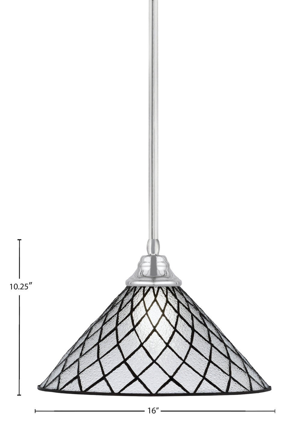 Any One Light Pendant in Chrome with Diamond Ice Art Glass Shade