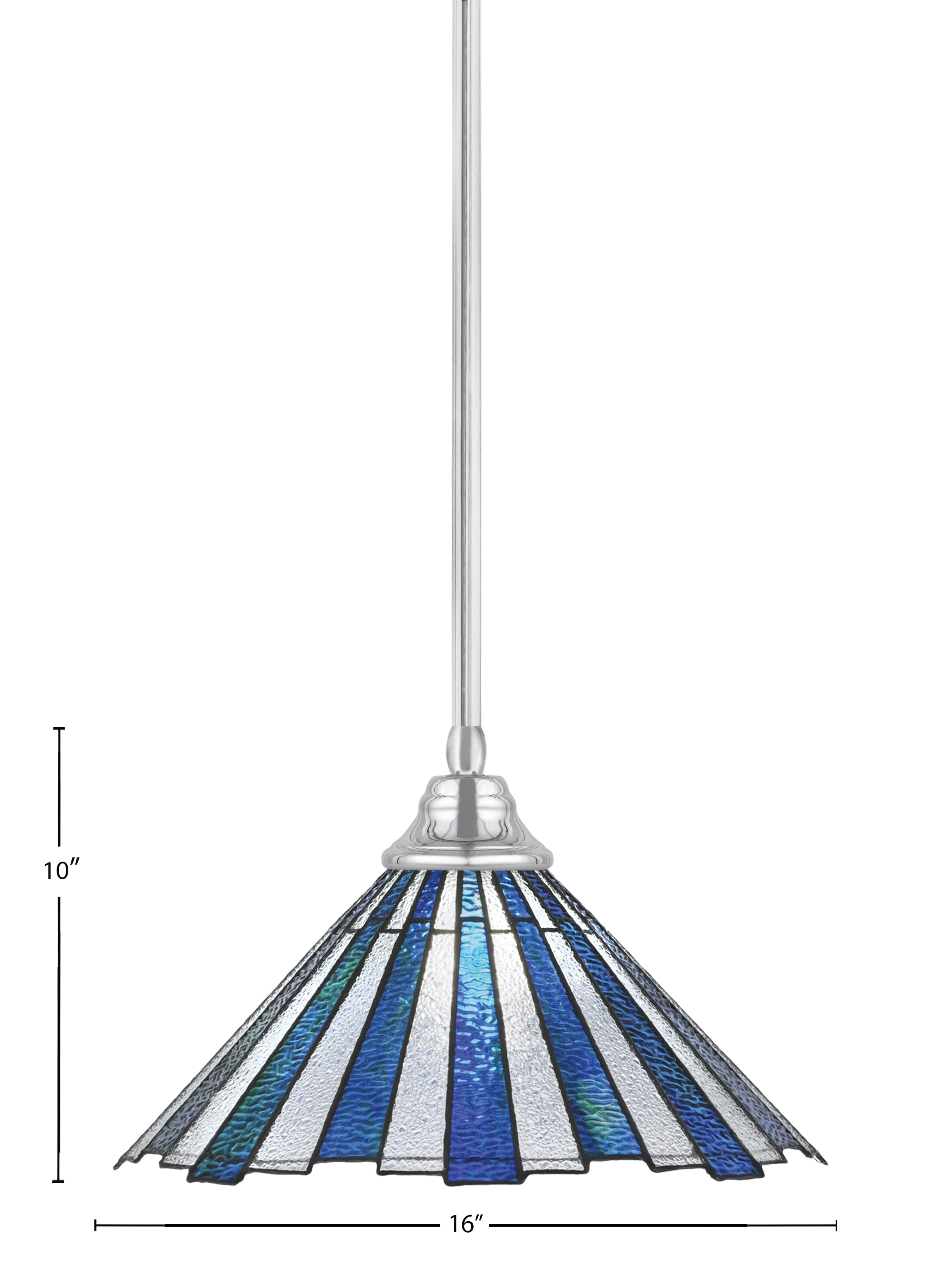 Any One Light Pendant in Chrome with Sea Ice Art Glass Shade
