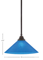 Any One Light Pendant in Dark Granite with 16" Blue Italian Shade