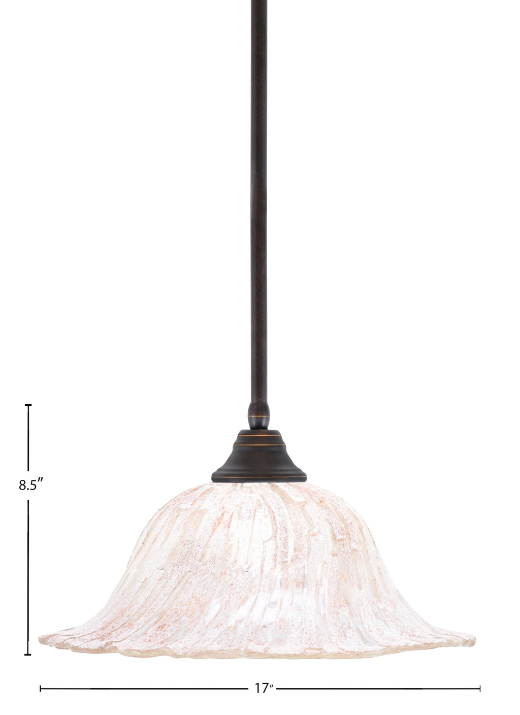 Any One Light Pendant in Dark Granite with 17" Italian Ice Shade