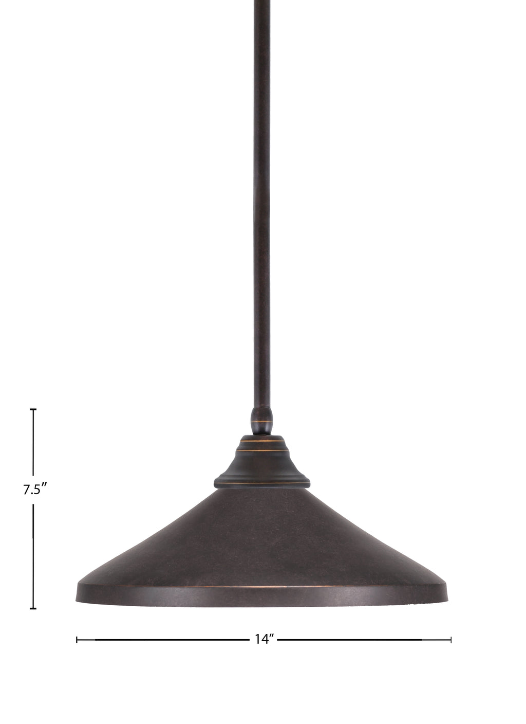 Any One Light Pendant in Dark Granite with Dark Granite Cone Metal Shade Shade