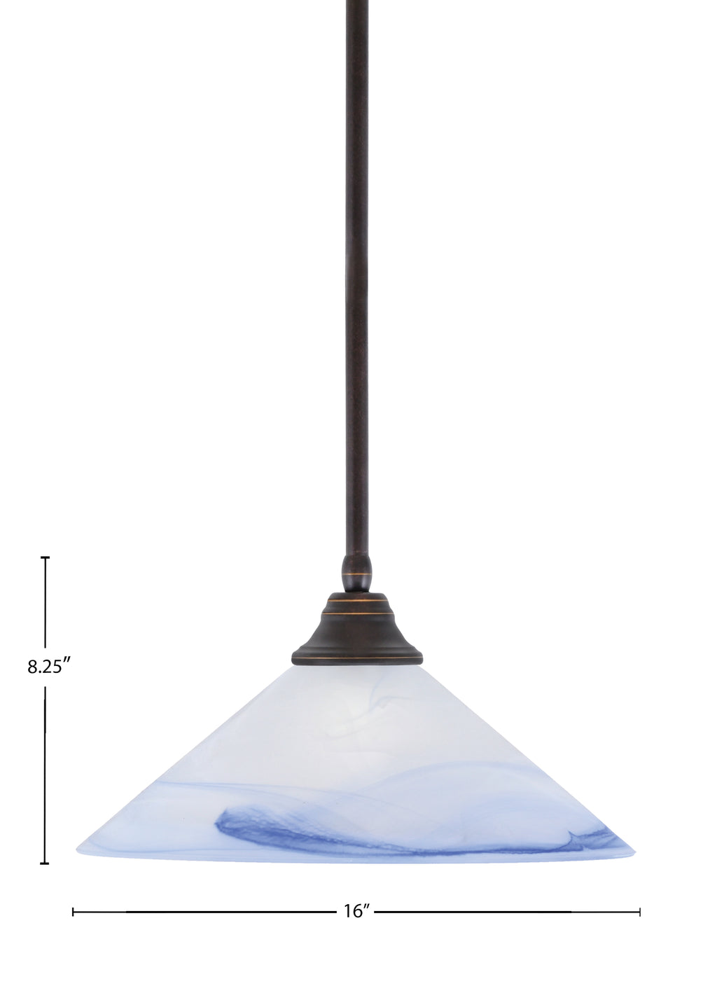 Any One Light Pendant in Dark Granite with Blue Swirl Shade