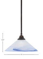 Any One Light Pendant in Dark Granite with Blue Swirl Shade