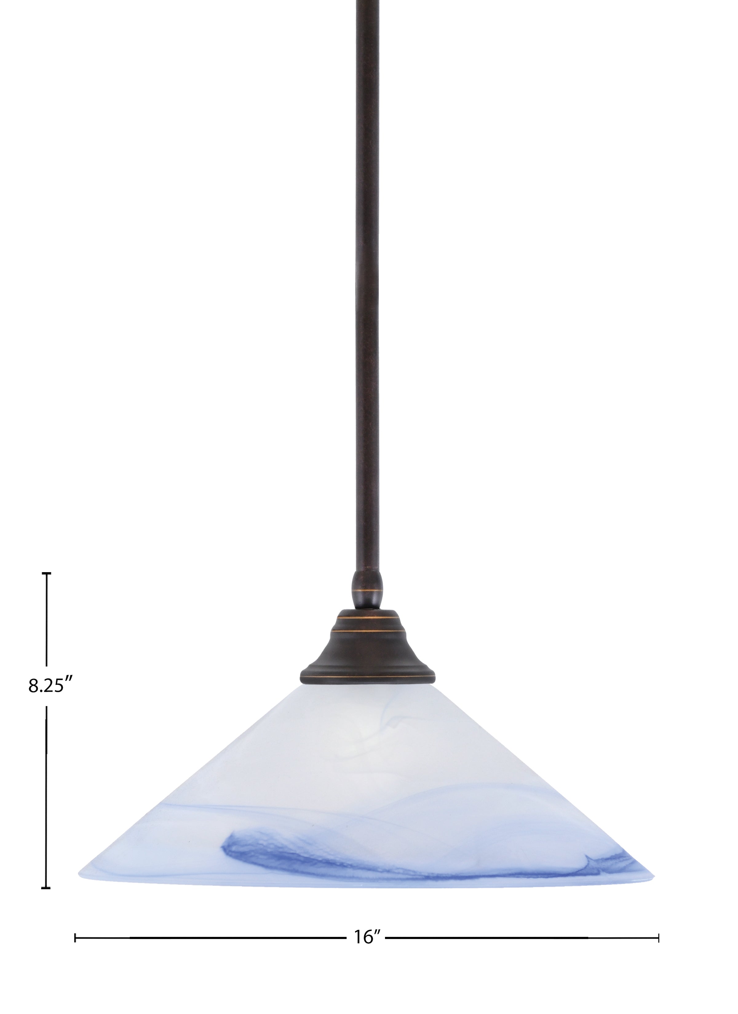 Any One Light Pendant in Dark Granite with Blue Swirl Shade