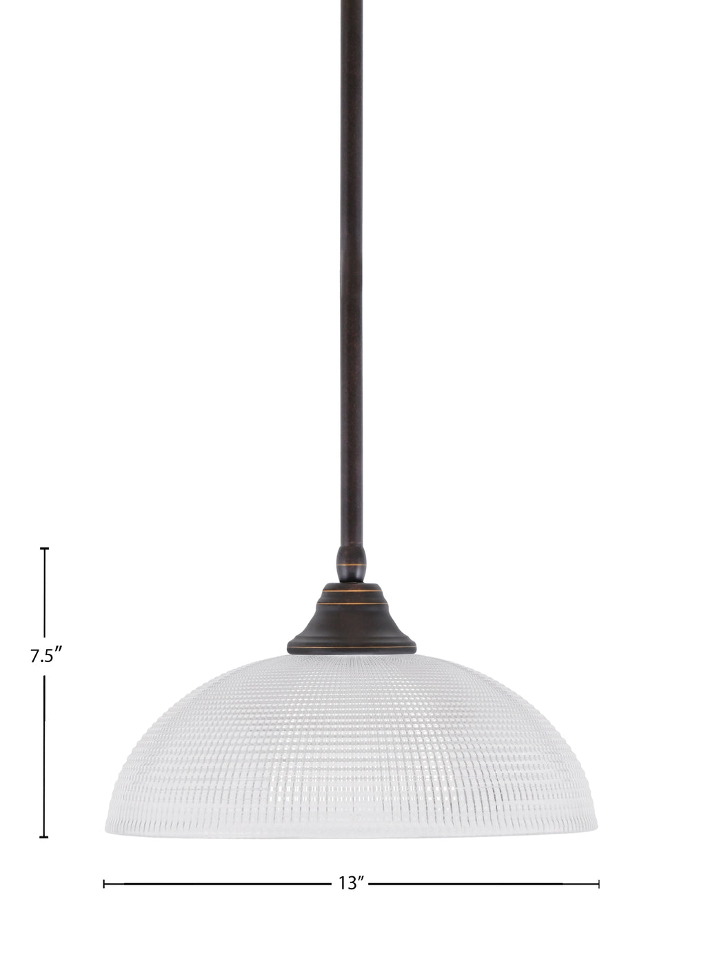 Any One Light Pendant in Dark Granite with Clear Ribbed Shade