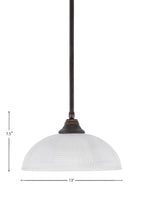 Any One Light Pendant in Dark Granite with Clear Ribbed Shade