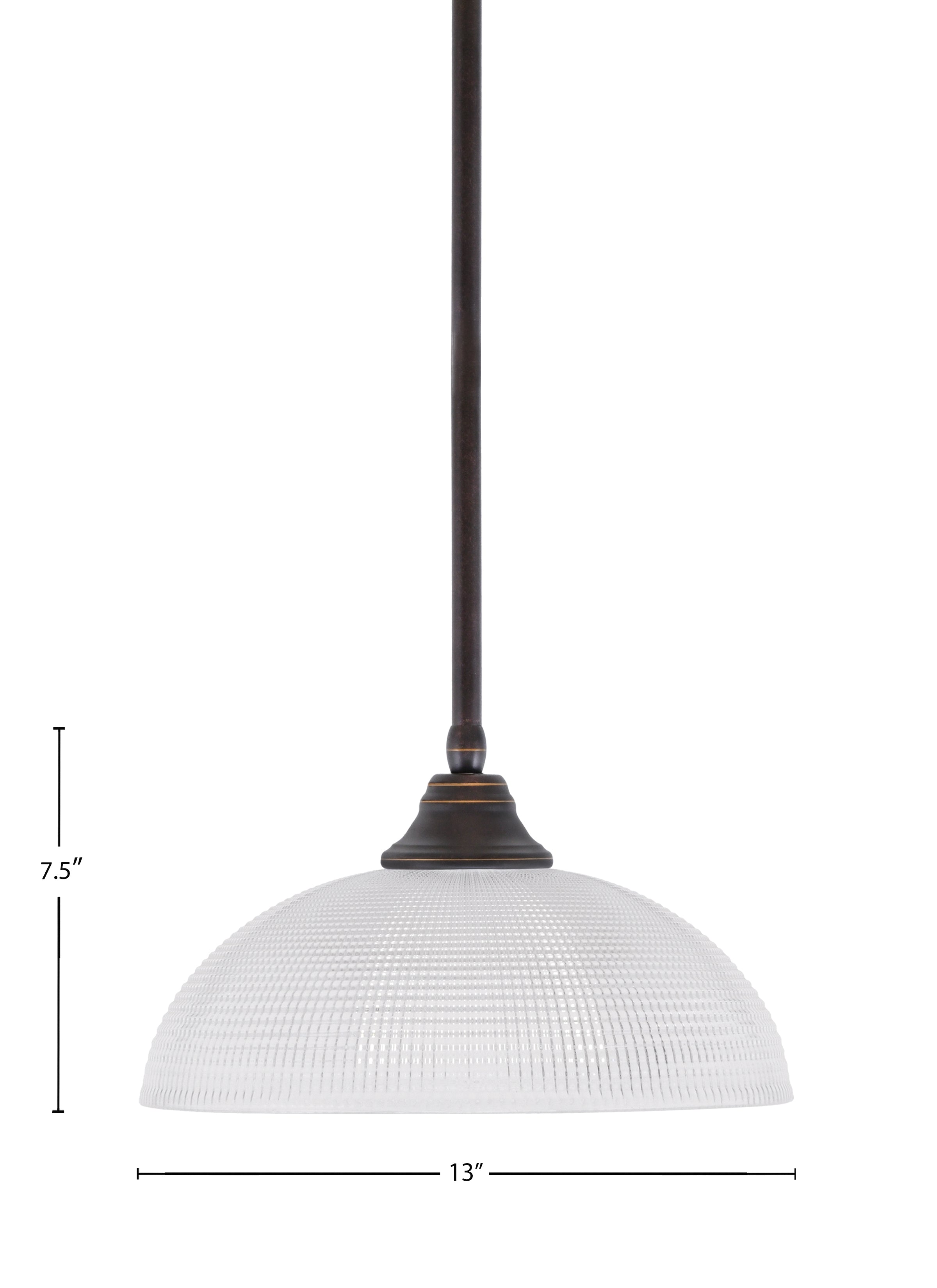 Any One Light Pendant in Dark Granite with Clear Ribbed Shade
