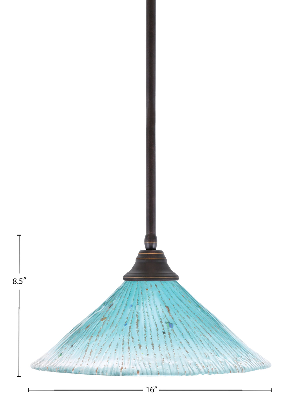 Any One Light Pendant in Dark Granite with 16" Teal Crystal Shade