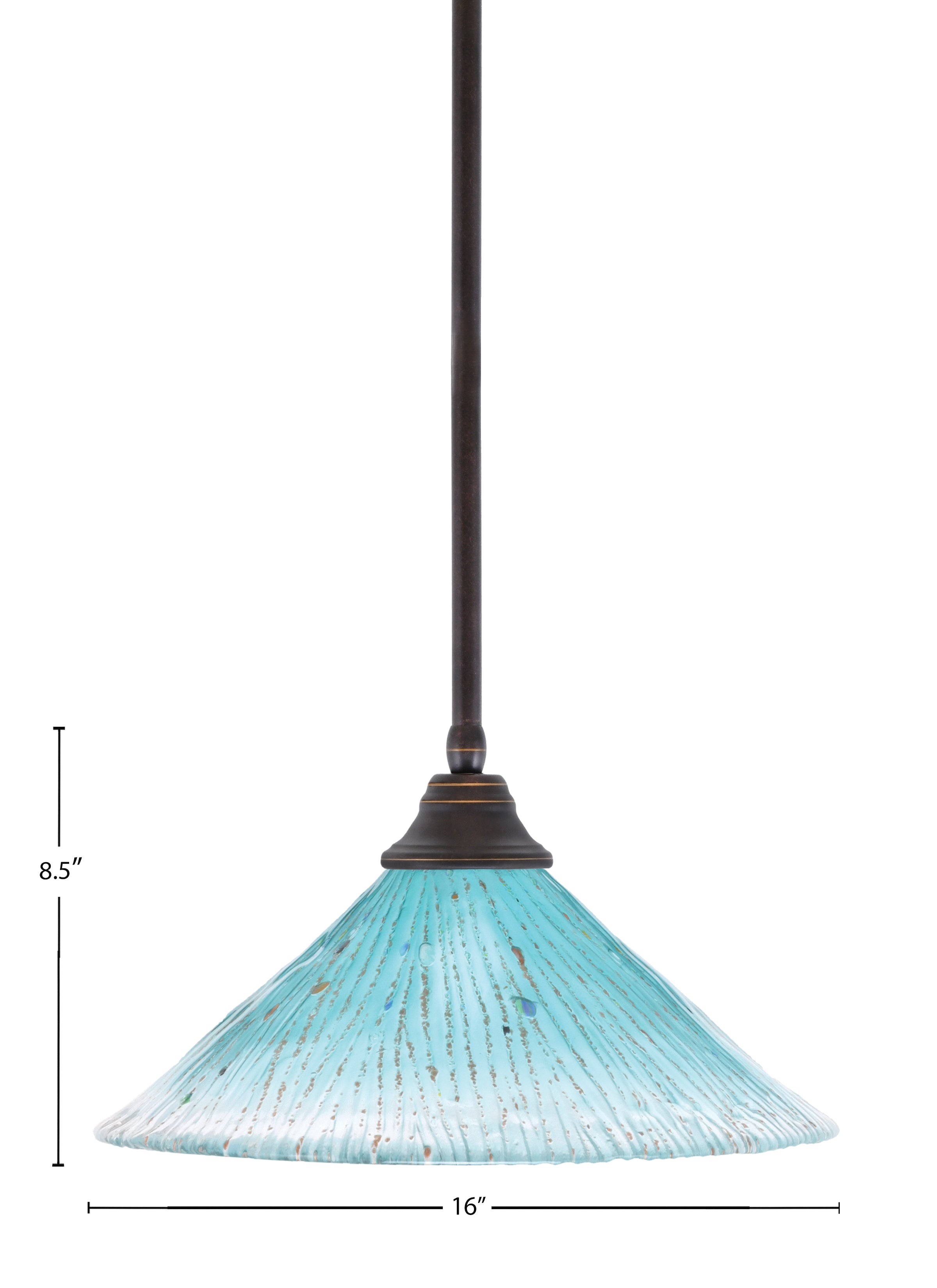 Any One Light Pendant in Dark Granite with 16" Teal Crystal Shade