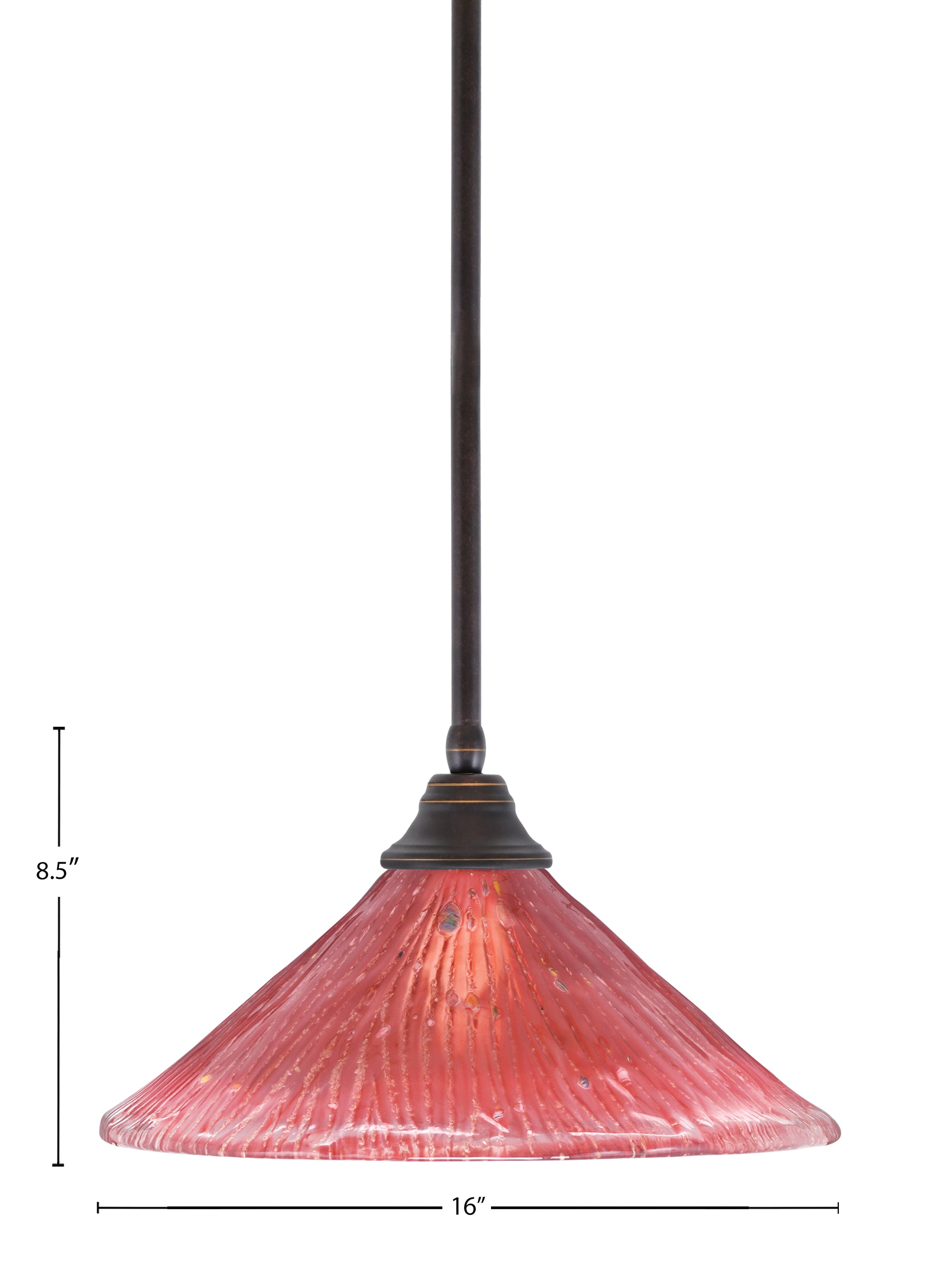 Any One Light Pendant in Dark Granite with 16" Raspberry Crystal Shade