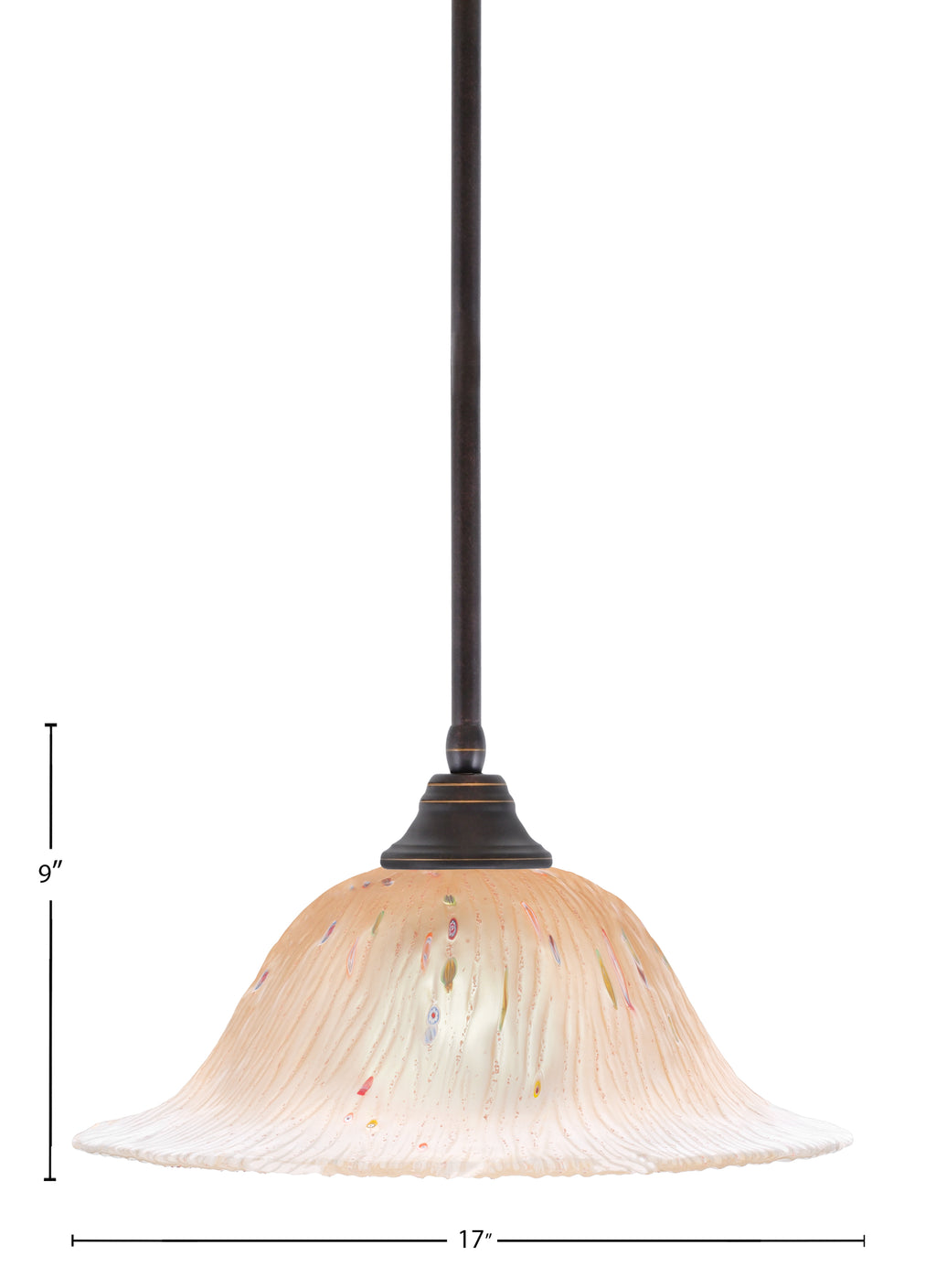 Any One Light Pendant in Dark Granite with 17" Amber Crystal Shade