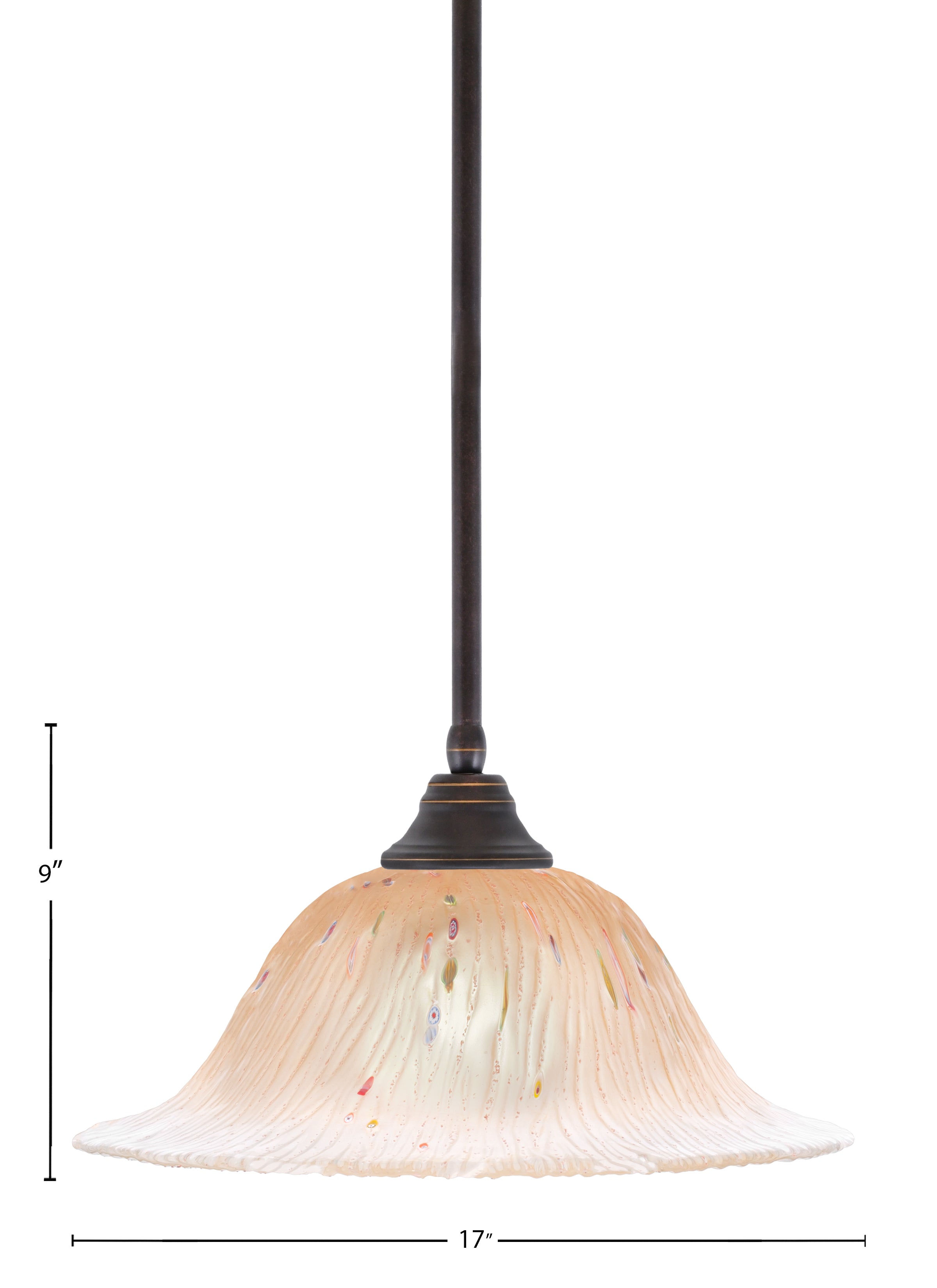 Any One Light Pendant in Dark Granite with 17" Amber Crystal Shade