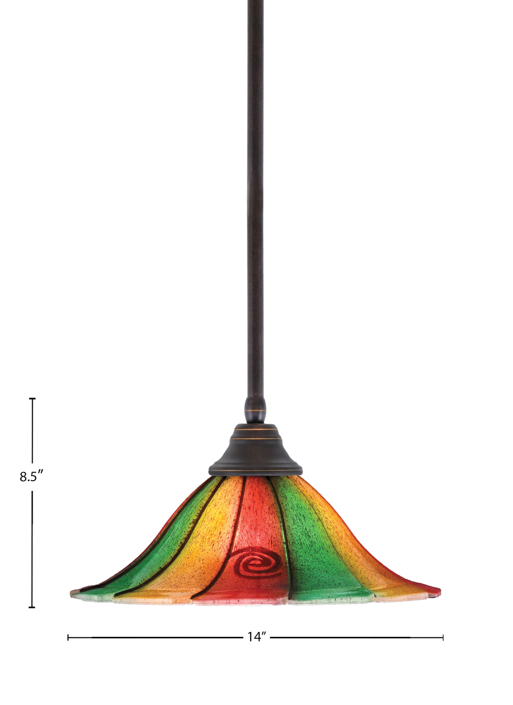 Any One Light Pendant in Dark Granite with 14" Mardi Gras Shade
