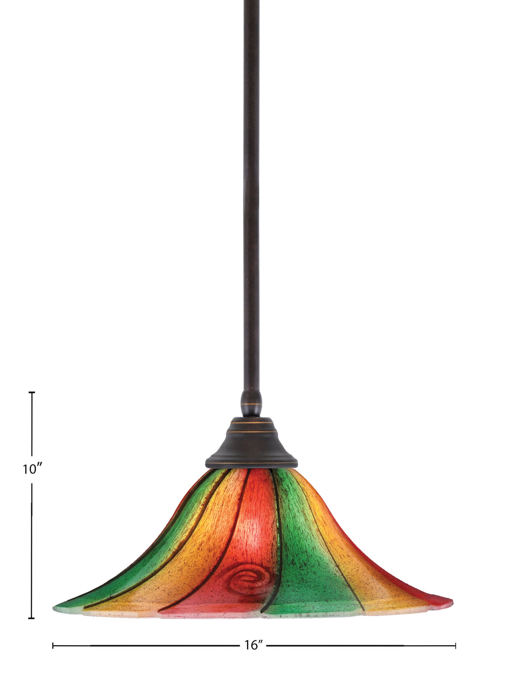 Any One Light Pendant in Dark Granite with 16" Mardi Gras Shade