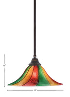 Any One Light Pendant in Dark Granite with 16" Mardi Gras Shade