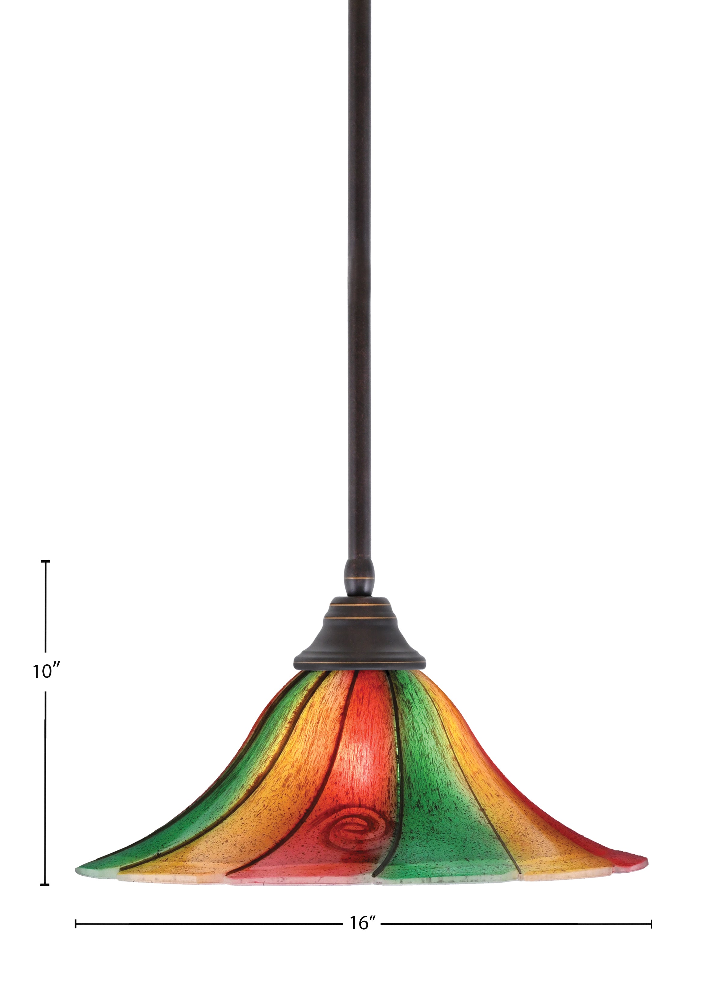 Any One Light Pendant in Dark Granite with 16" Mardi Gras Shade
