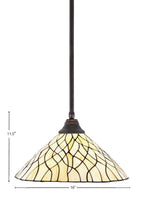 Any One Light Pendant in Dark Granite with 16" Sandhill Art Glass Shade