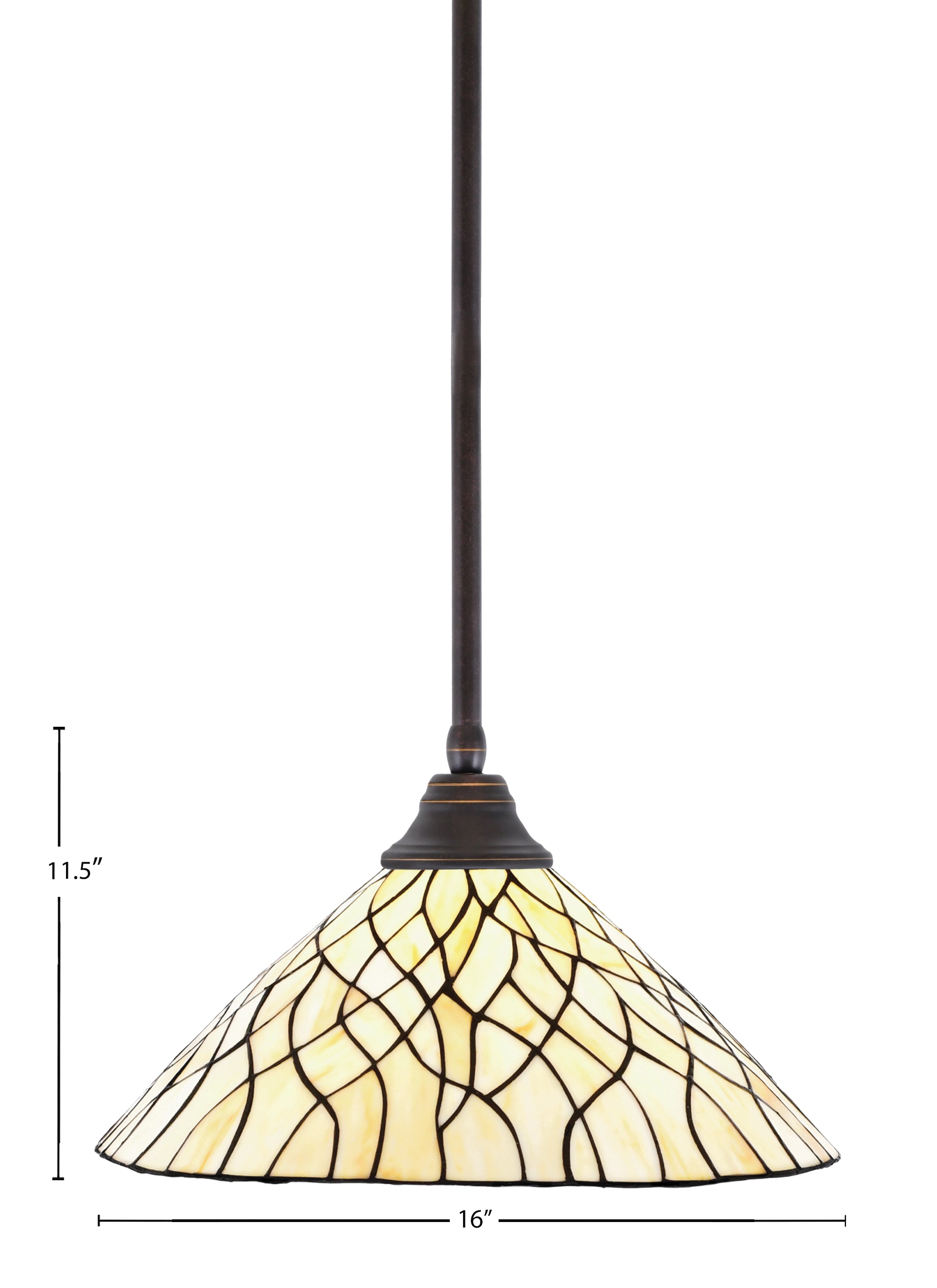 Any One Light Pendant in Dark Granite with 16" Sandhill Art Glass Shade