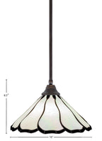 Any One Light Pendant in Dark Granite with 16" Pearl & Black Flair Art Glass Shade