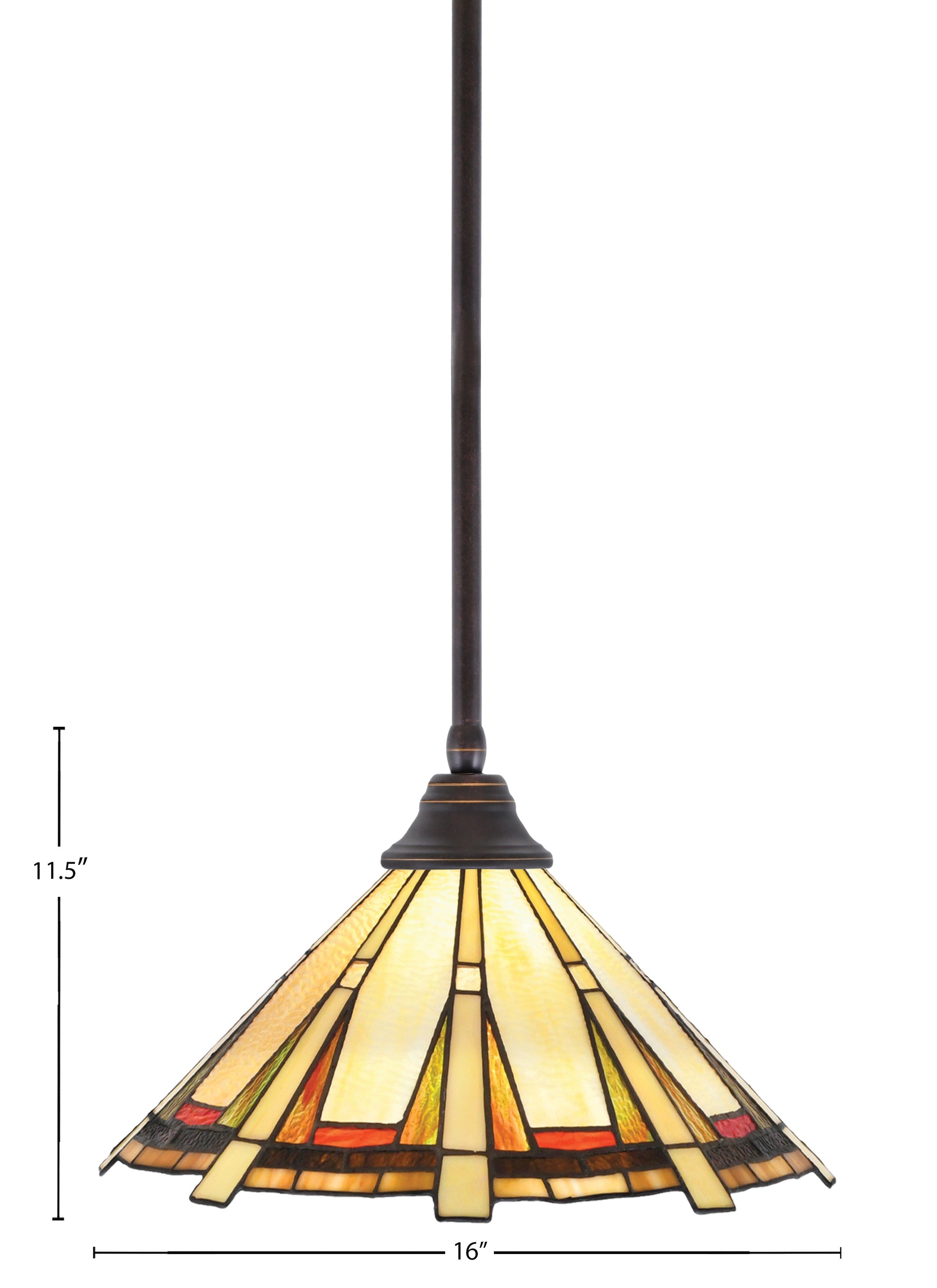 Any One Light Pendant in Dark Granite with 16" Zion Art Glass Shade