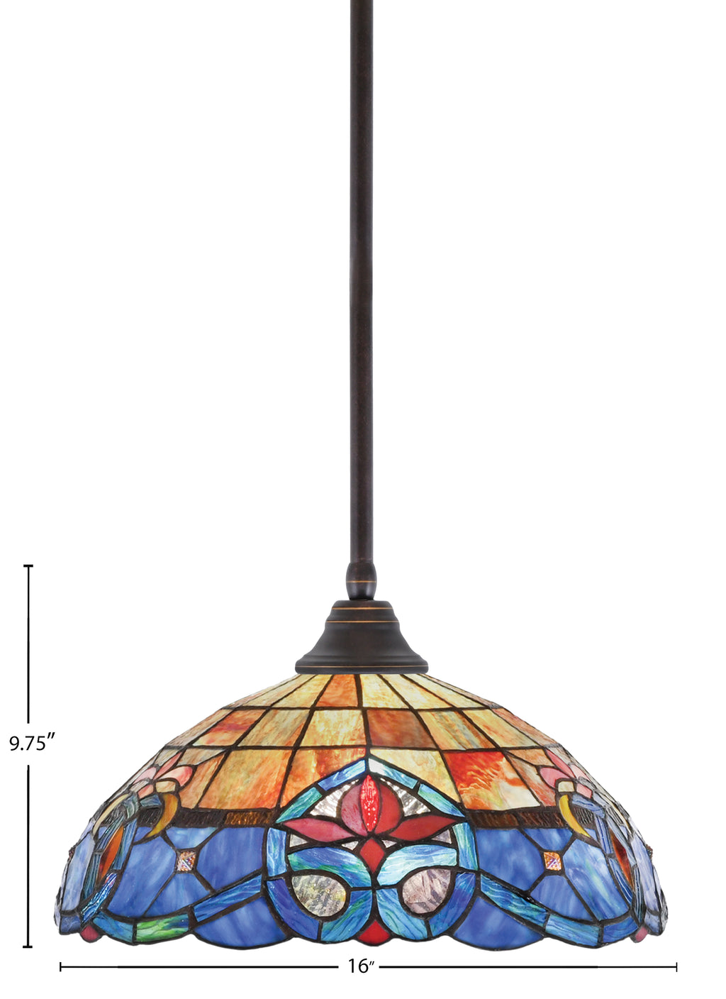 Any One Light Pendant in Dark Granite with Sierra Art Glass Shade