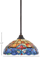 Any One Light Pendant in Dark Granite with Sierra Art Glass Shade