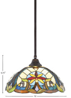 Any One Light Pendant in Dark Granite with Earth Star Art Glass Shade