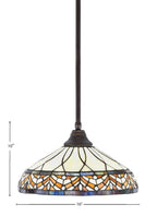 Any One Light Pendant in Dark Granite with 16" Royal Merlot Art Glass Shade